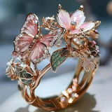 Anillo Mariposa Brillante De La Naturaleza Con Circonita