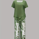 Avy™ | Conjunto de Dos Piezas con Estampado de Hojas Casual