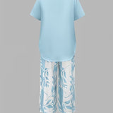 Avy™ | Conjunto de Dos Piezas con Estampado de Hojas Casual
