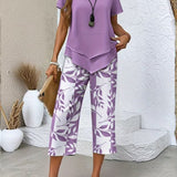 Avy™ | Conjunto de Dos Piezas con Estampado de Hojas Casual