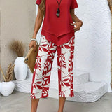 Avy™ | Conjunto de Dos Piezas con Estampado de Hojas Casual