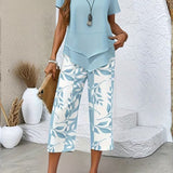 Avy™ | Conjunto de Dos Piezas con Estampado de Hojas Casual