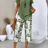 Avy™ | Conjunto de Dos Piezas con Estampado de Hojas Casual