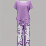 Avy™ | Conjunto de Dos Piezas con Estampado de Hojas Casual