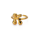 Anillo de Oro con Letra Personalizada en Burbuja (Ajustable)