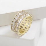 Anillo Vintage Gold Wide Crystal