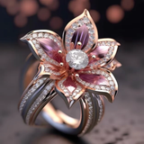 Anillo de cristal con loto rosa exótico