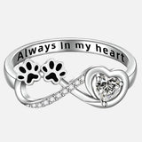 Anillo Con Circonitas En Forma De Pata Con Diseño De Corazón E Infinito