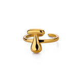 Anillo de Oro con Letra Personalizada en Burbuja (Ajustable)