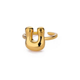 Anillo de Oro con Letra Personalizada en Burbuja (Ajustable)